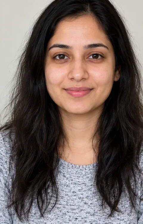 Before: long straight hair, no makeup